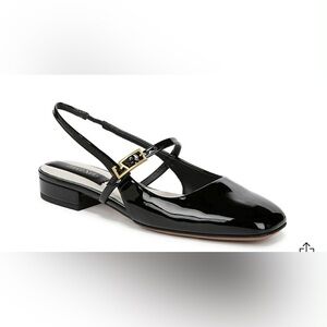 Franco Sarto Black Patent Slingback Flats